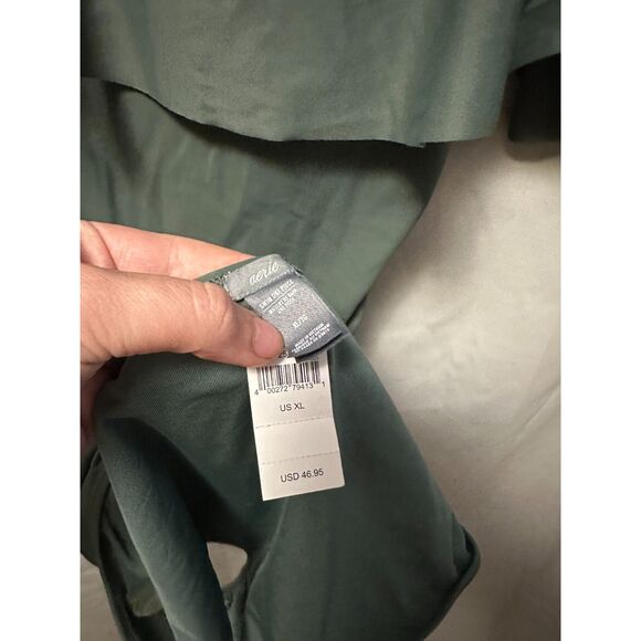 NWT Aerie Woman One Piece Swimwear Ruffle Front Open Back Size XL Green - Picture 2 of 4